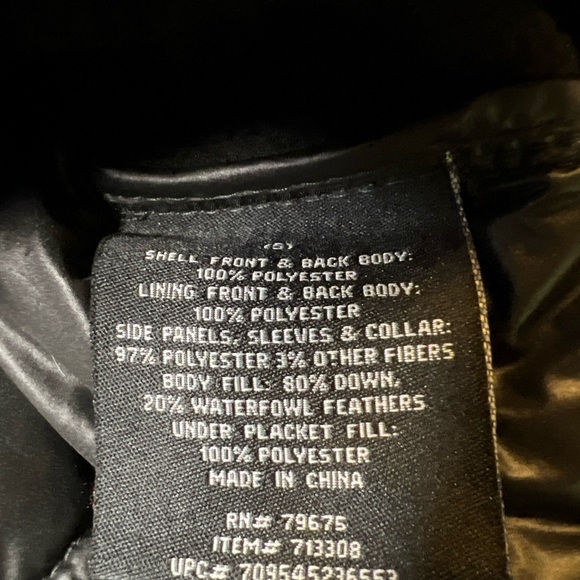 London Fog S Full Zip Black Down Filled LightWeight Coat Puffer Middle Knit Side - Picture 7 of 7